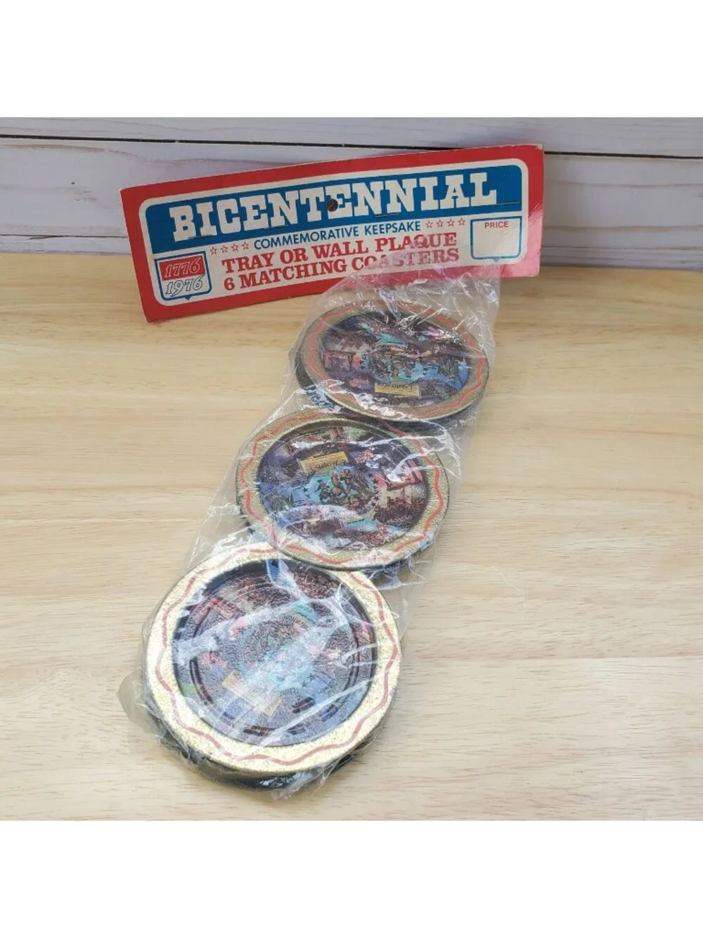 VTG 1976 Bicentennial Commemorative 6 Coasters 4th of July Flag Independence Day